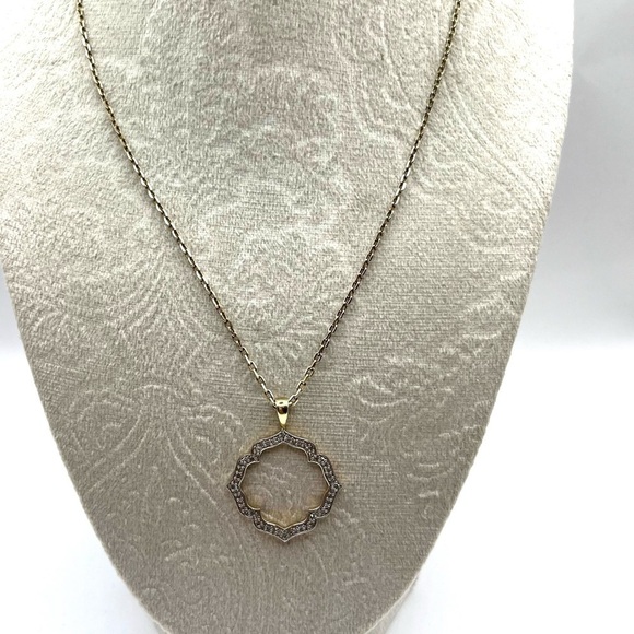 Ornate Open Necklace With Diamonds By Heng Ngai Gold over 925 SS Necklace - Picture 4 of 13